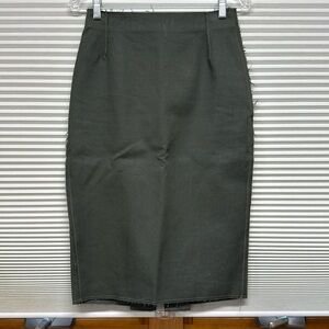 Tomas Maier Army Green Raw Edge Hem Slim Pencil Skirt Size 2
